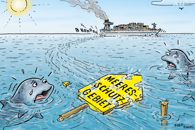 Meeresschutz-Cartoon - Grafik: Fred Fuchs